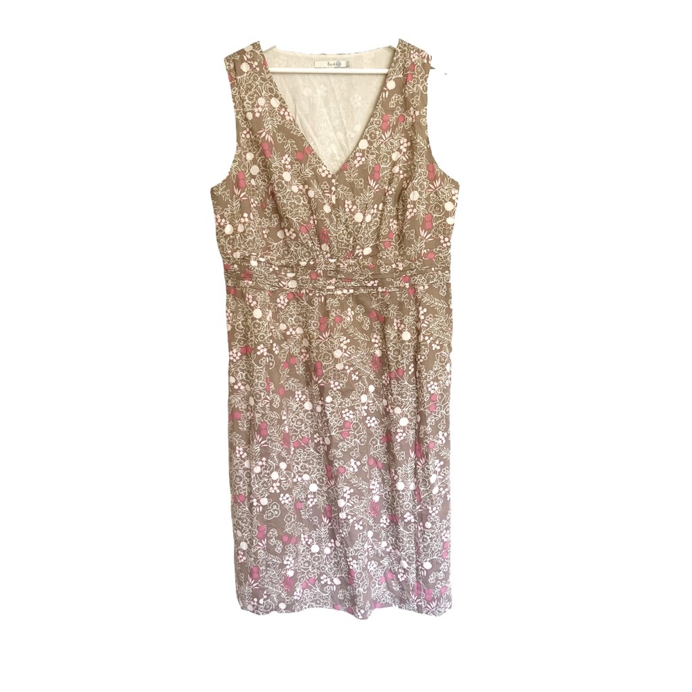 Floral Sleeveless Dress - Brown and Pink